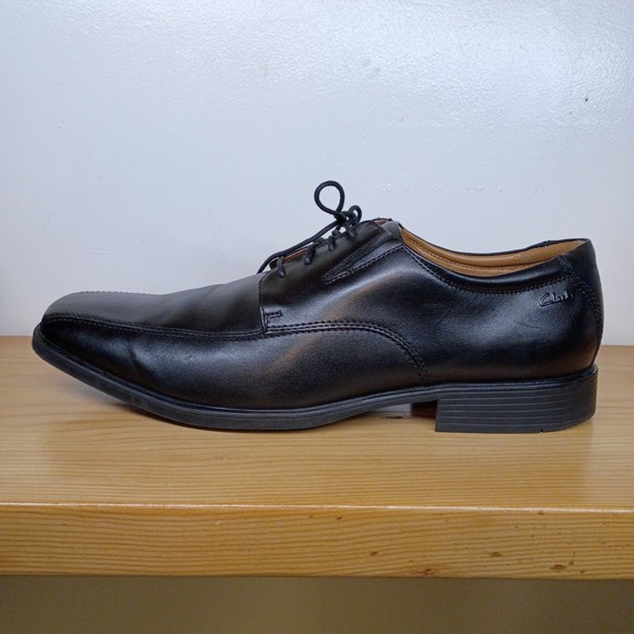 Men's Clarks Tilden Walk Lace-Up Oxfords Shoes Black Leather Square Toe Sz 14 M - Picture 2 of 15